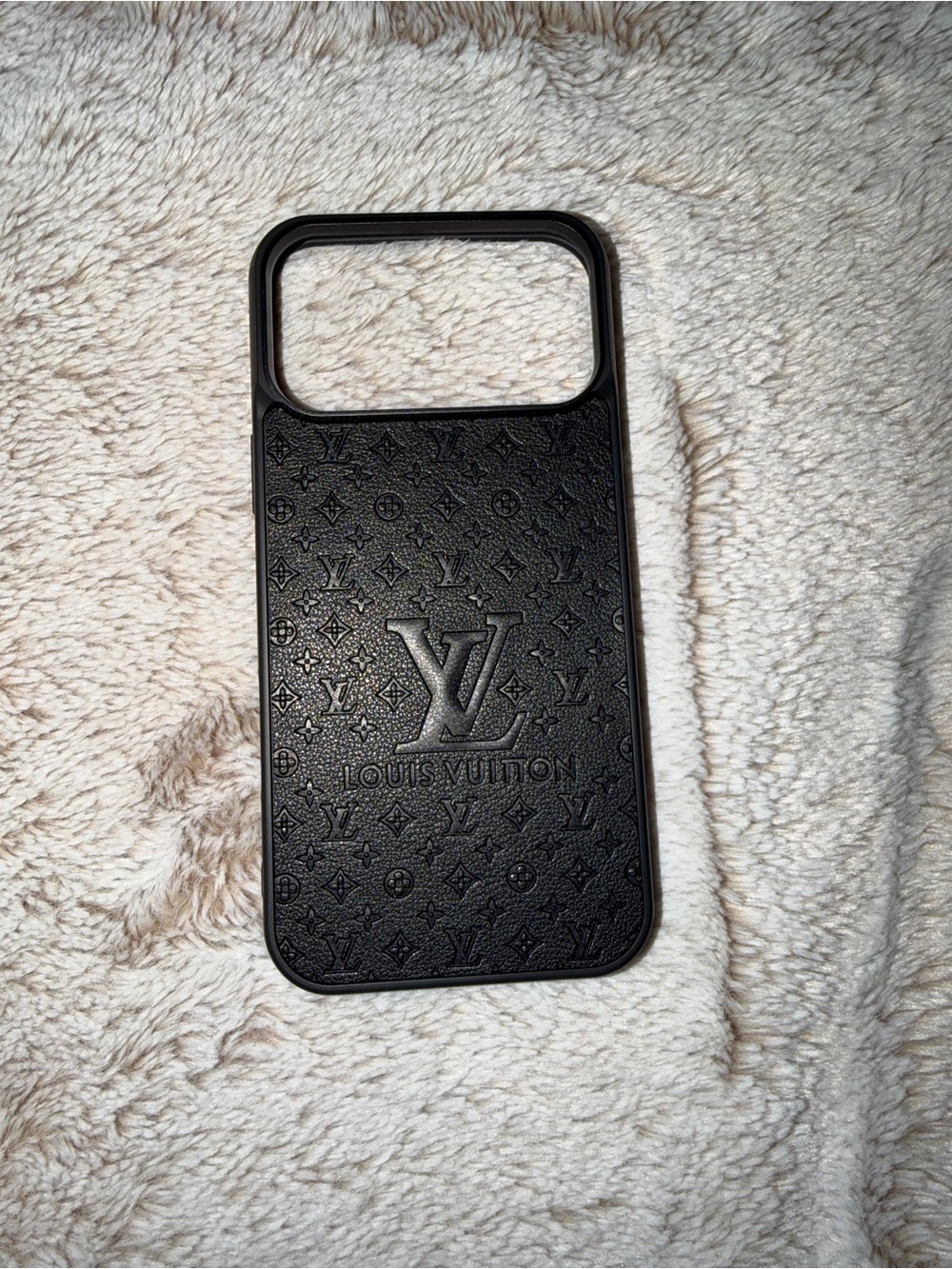 17 pro max Black Embossed Monogram Phone Case